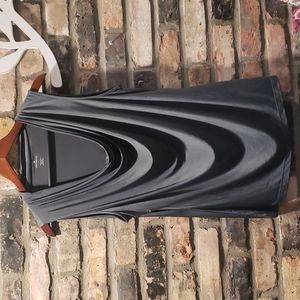 Shiny Gray Sleeveless Drape Front Blouse